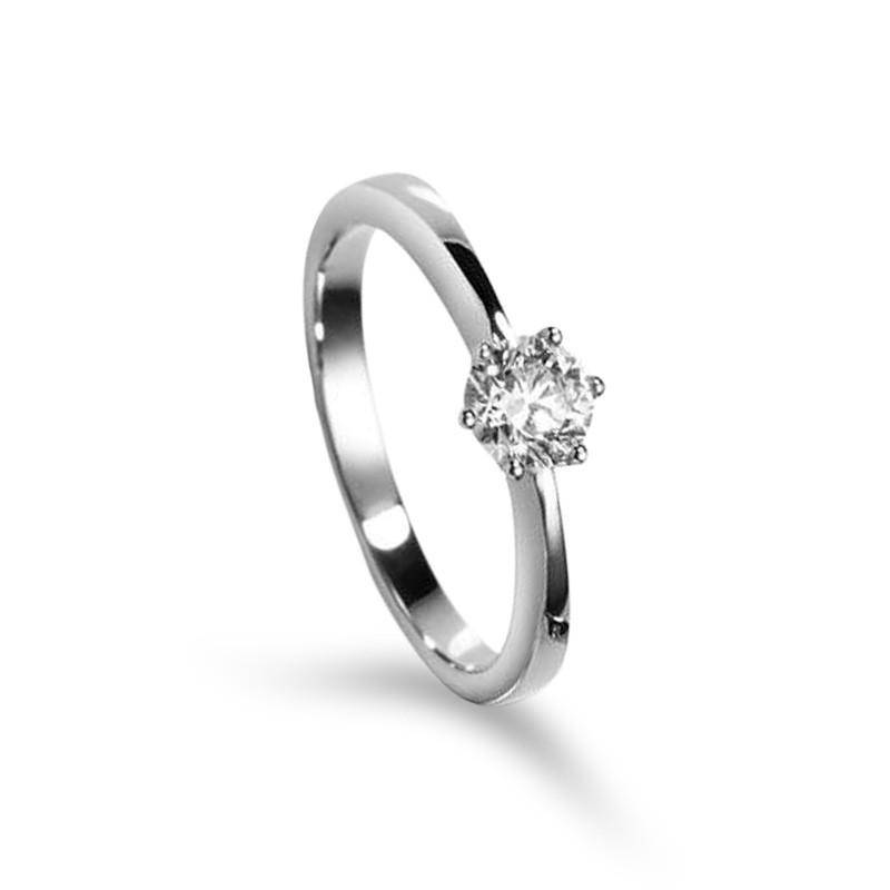 Solitaire Ring Diamant 0.10ct. Weissgold 750 Damen Silber 54 von MUAU Schmuck