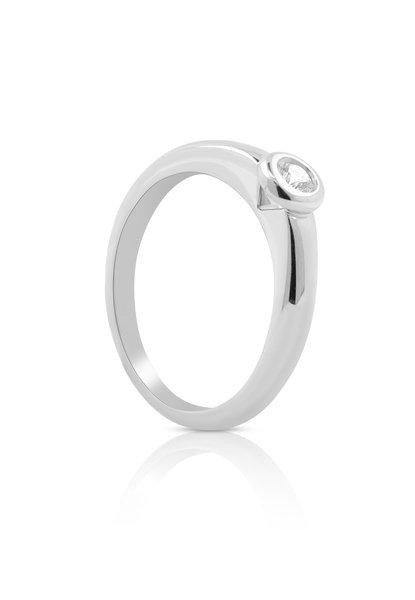 Solitaire Ring Diamant 0.10ct. Weissgold 750 Damen Silber 56 von MUAU Schmuck