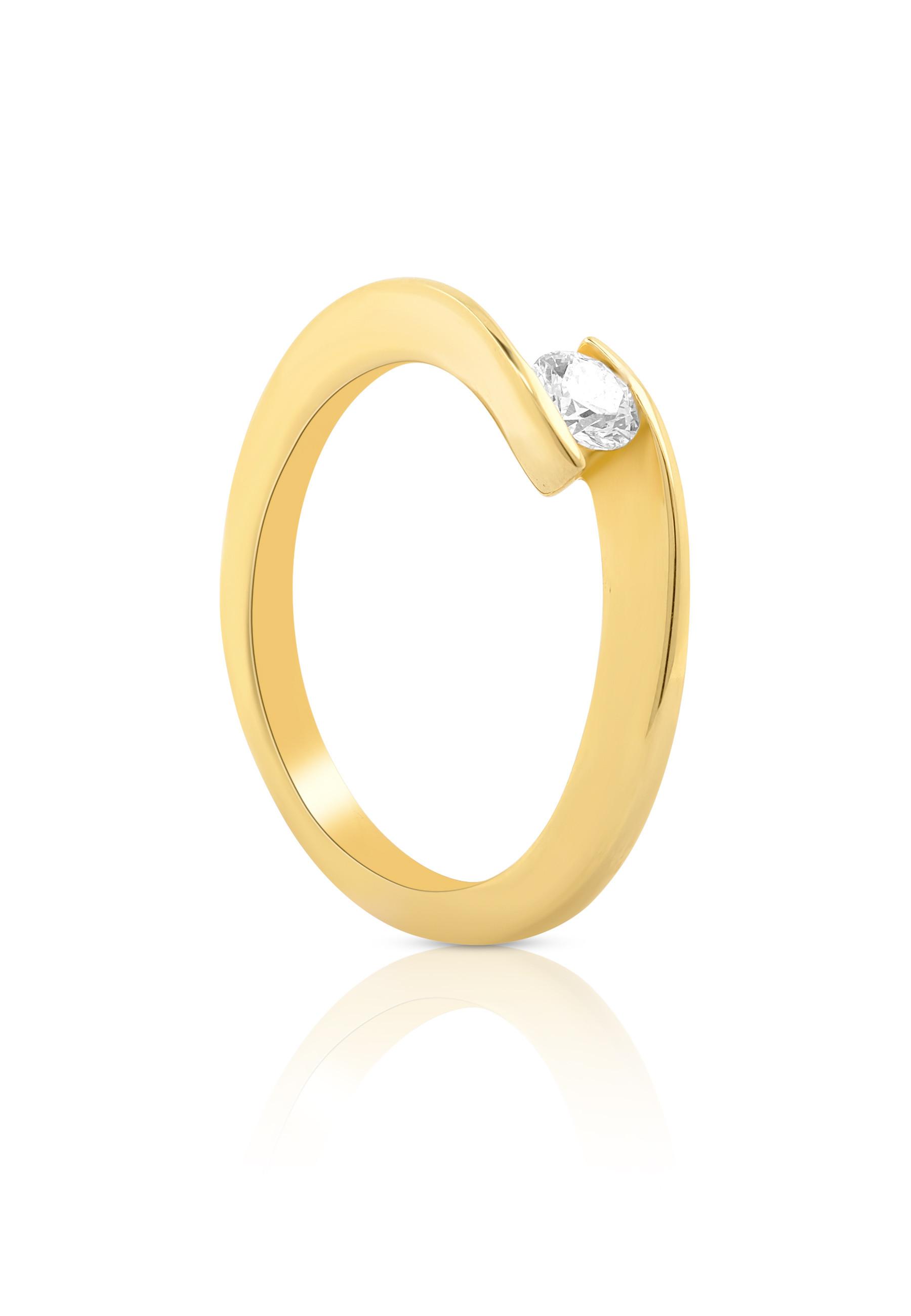 Solitaire Ring Diamant 0.20ct. Gelbgold 750 Damen Gelbgold 50 von MUAU Schmuck