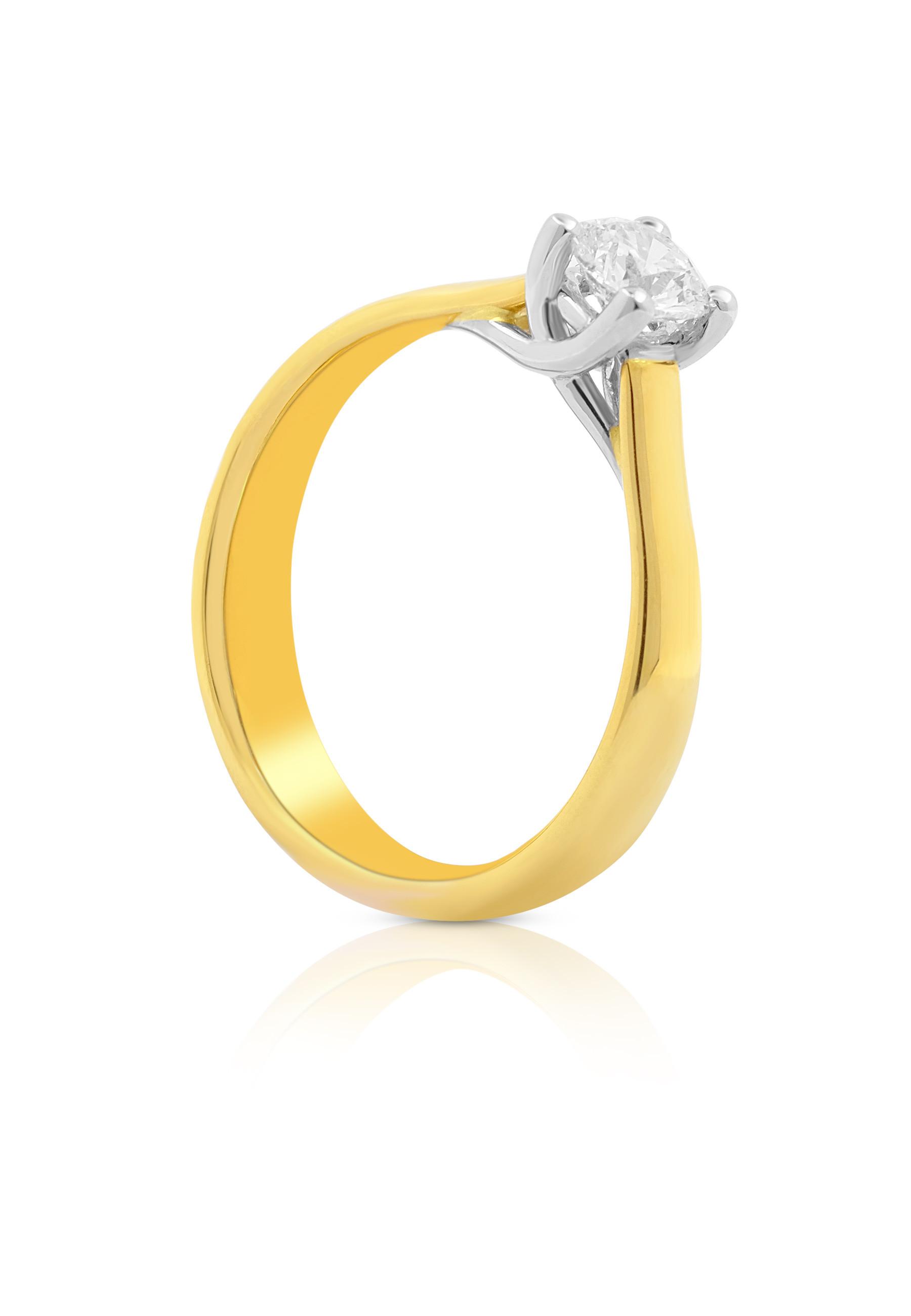 Solitaire Ring Diamant 0.25 Ct Gold 750 Damen Gold 50 von MUAU Schmuck