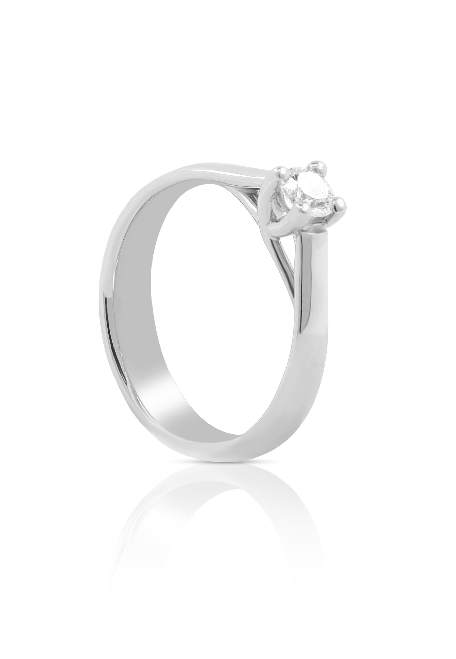 Solitaire Ring Diamant 0.25ct. Weissgold 750 Damen Silber 54 von MUAU Schmuck