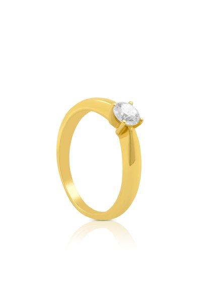 Solitaire Ring Diamant 0.40ct. Gelbgold 750 Damen Gelbgold 50 von MUAU Schmuck