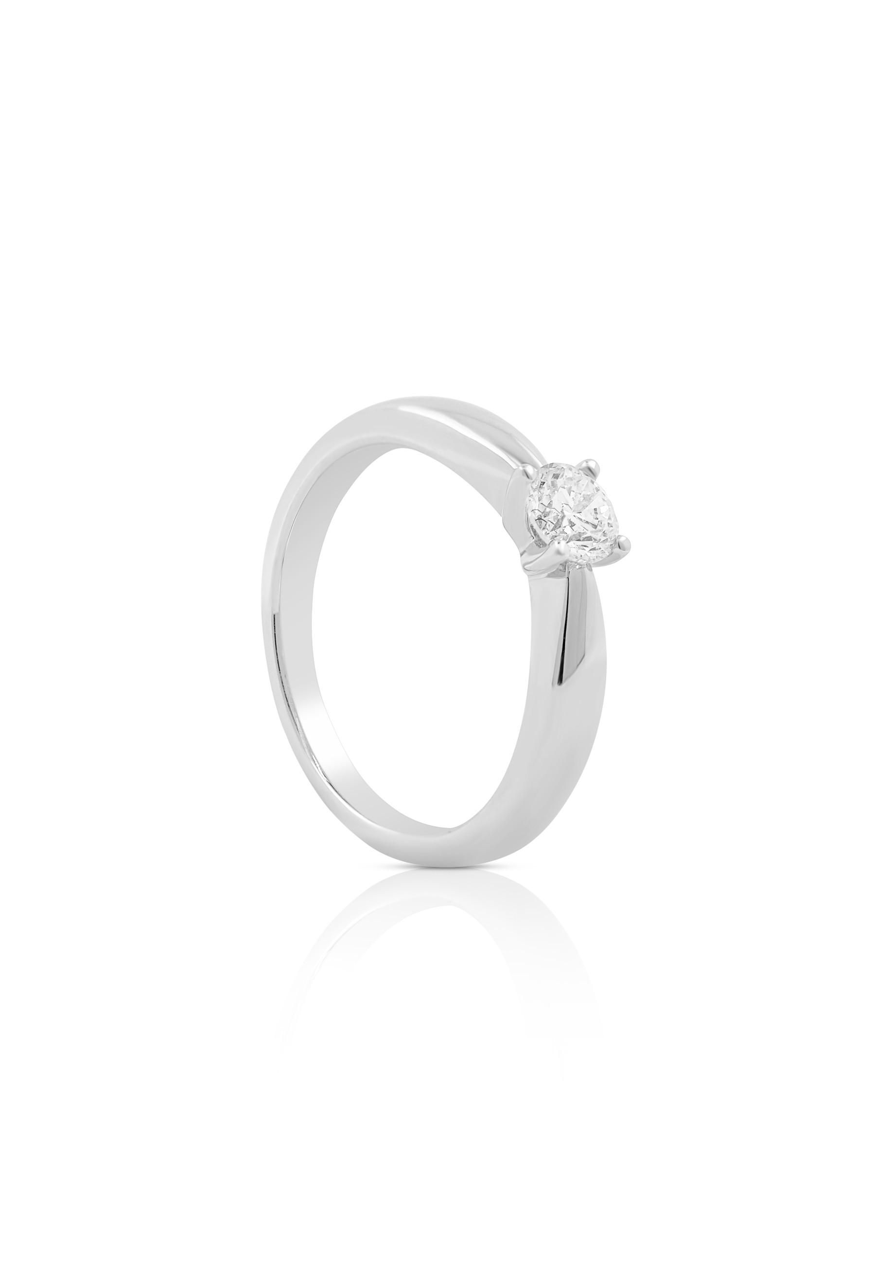 Solitaire Ring Diamant 0.40ct. Weissgold 750 Damen Silber 52 von MUAU Schmuck