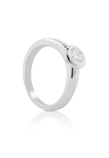 Solitaire Ring Diamant 0.40ct. Weissgold 750 Damen Silber 54 von MUAU Schmuck