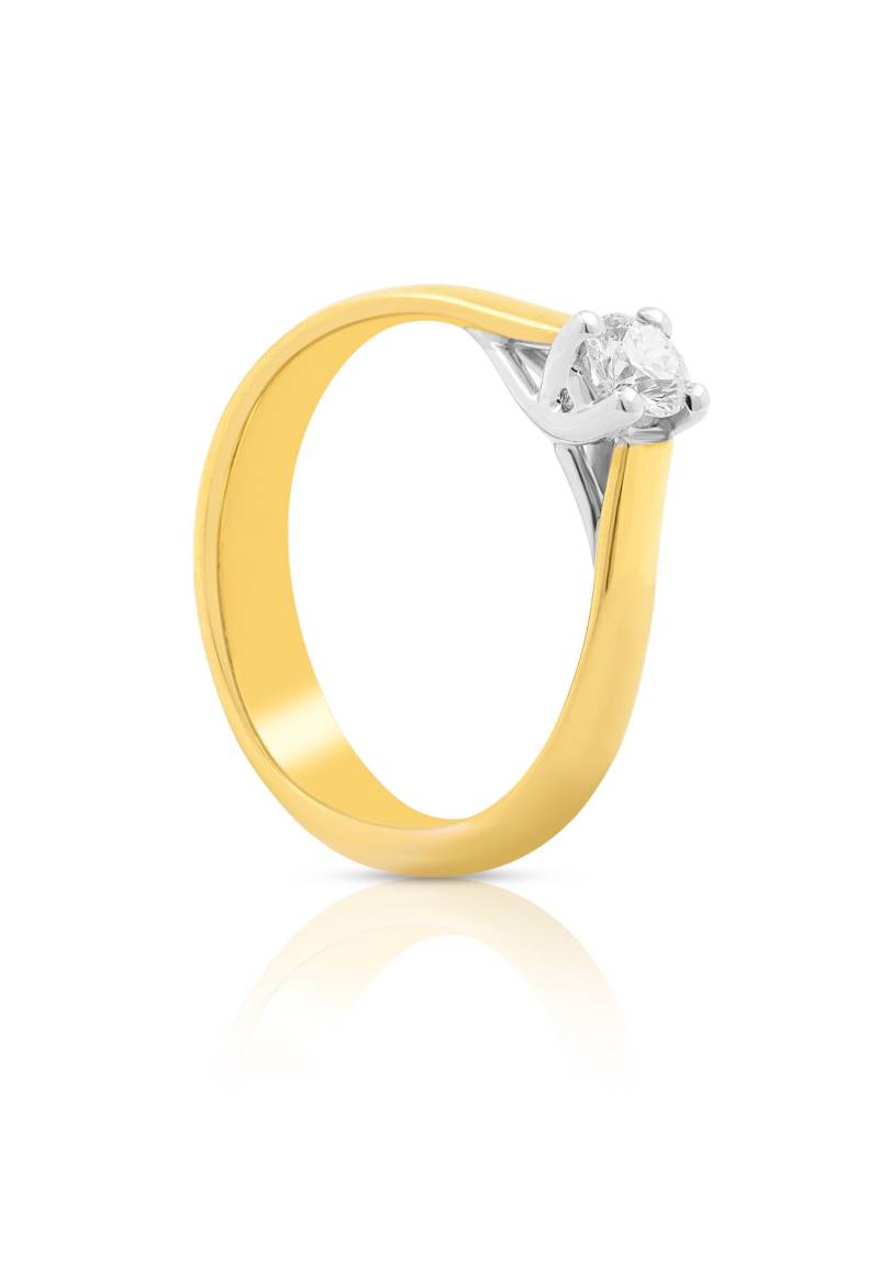 Solitaire Ring Diamant 0.50ct. Bicolor Gelb-/weissgold Damen Gold 50 von MUAU Schmuck