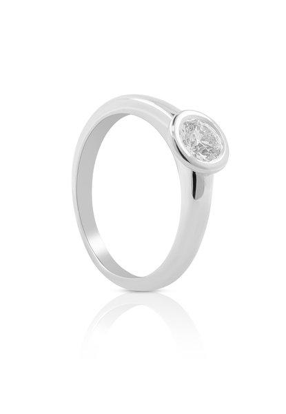 Solitaire Ring Diamant 0.50ct. Weissgold 750 Damen Silber 50 von MUAU Schmuck