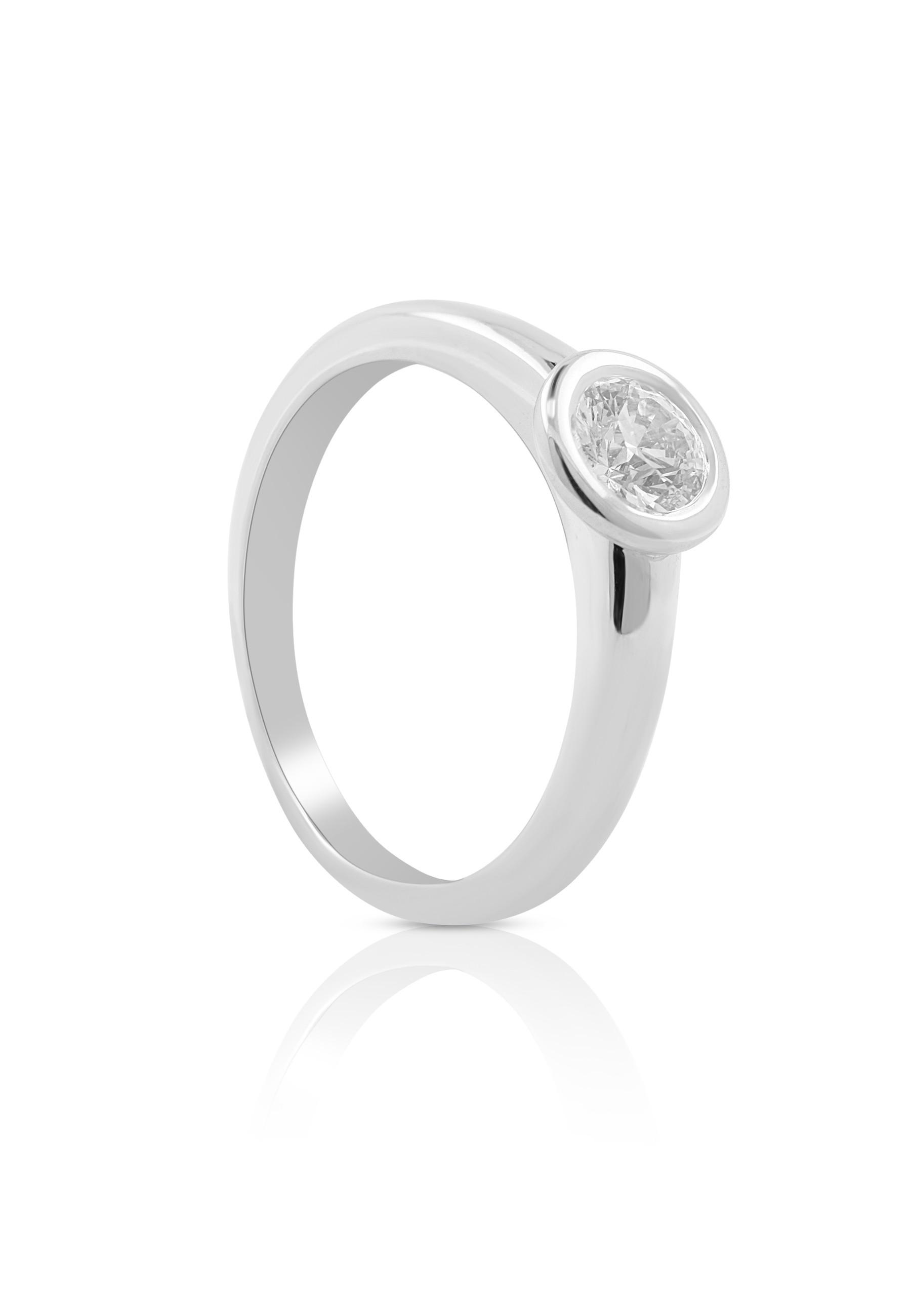 Solitaire Ring Diamant 0.50ct. Weissgold 750 Damen Silber 52 von MUAU Schmuck