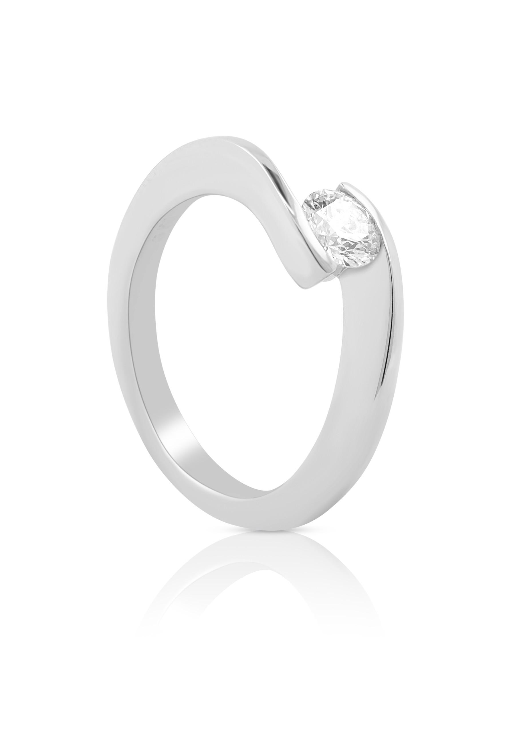 Solitaire Ring Diamant 0.50ct. Weissgold 750 Damen Silber 54 von MUAU Schmuck