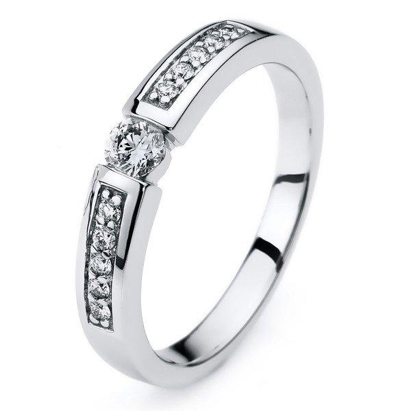 Trauring 585/14k Weissgold Diamant 0.29ct. Damen Silber ONE SIZE von MUAU Schmuck