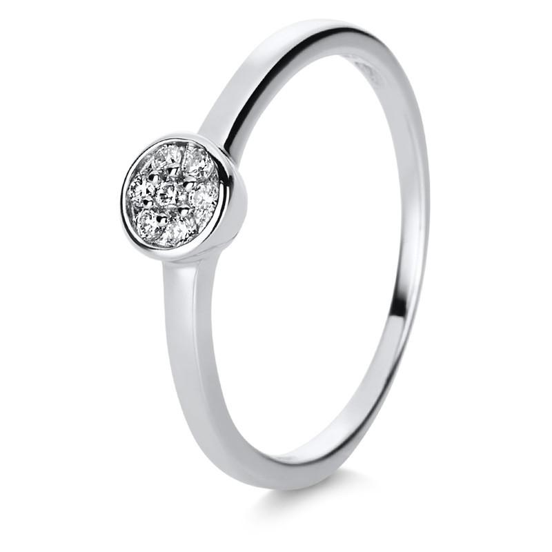 Verlobungsring 585/14k Weissgold Diamant 0.09ct. Damen Silber ONE SIZE von MUAU Schmuck