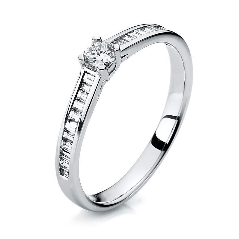 Verlobungsring 585/14k Weissgold Diamant 0.37ct. Damen Silber ONE SIZE von MUAU Schmuck