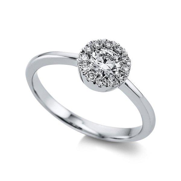 Verlobungsring 585/14k Weissgold Diamant 0.51ct. Damen Silber 54 von MUAU Schmuck