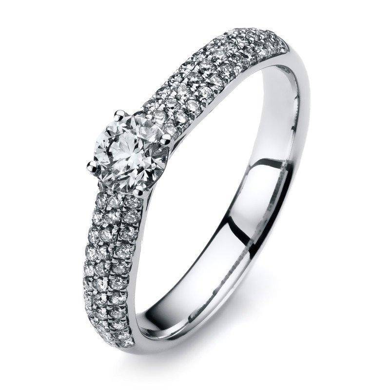 Verlobungsring 585/14k Weissgold Diamant 0.64ct. Damen Silber ONE SIZE von MUAU Schmuck