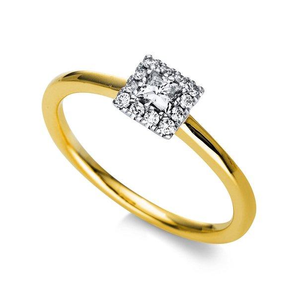 Verlobungsring 750/18k Gelbgold/weissgold Diamant 0.25ct. Damen Silber 54 von MUAU Schmuck