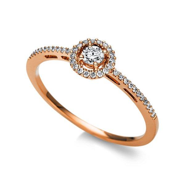 Verlobungsring 750/18k Rotgold Diamant 0.22ct. Damen Gold 54 von MUAU Schmuck