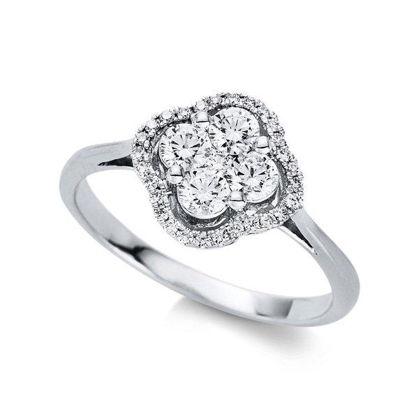 Verlobungsring 750/18k Weissgold Diamant 0.57ct. Damen Silber 54 von MUAU Schmuck