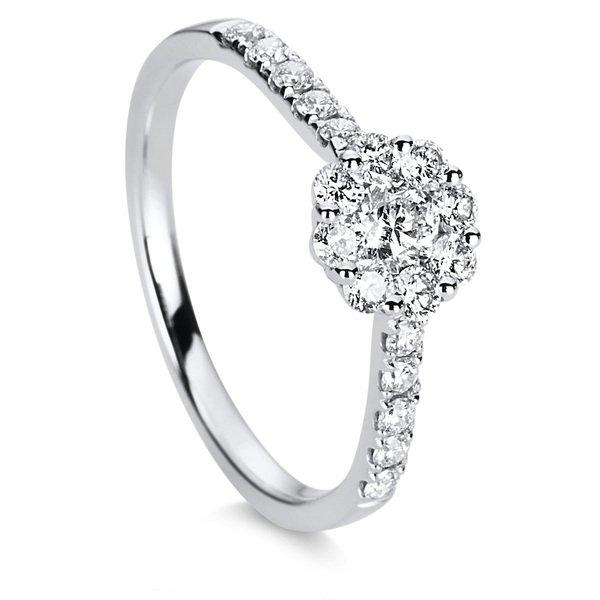 Verlobungsring 750/18k Weissgold Diamant 0.58ct. Damen Silber 54 von MUAU Schmuck