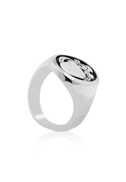 Wappenring Silber 925 Damen Silber 60 von MUAU Schmuck