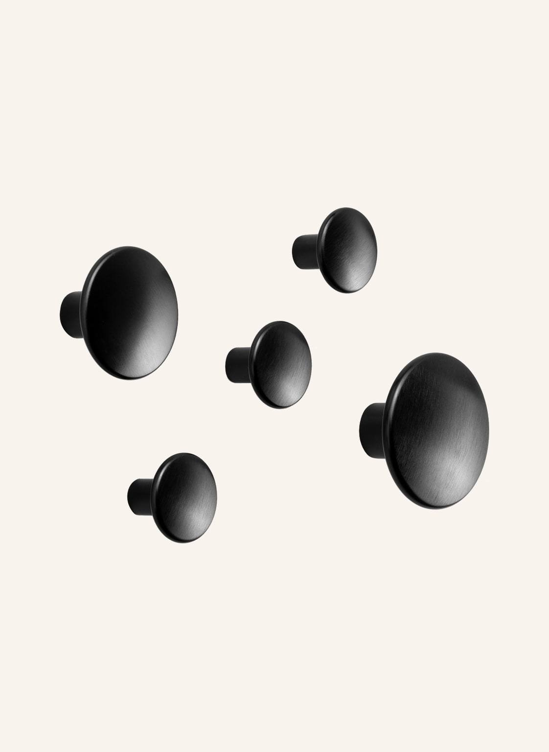 Muuto 5-Tlg. Wandhaken-Set Dots Metal schwarz Muuto 5-Tlg. Wandhaken-Set Dots Metal schwarz von MUUTO