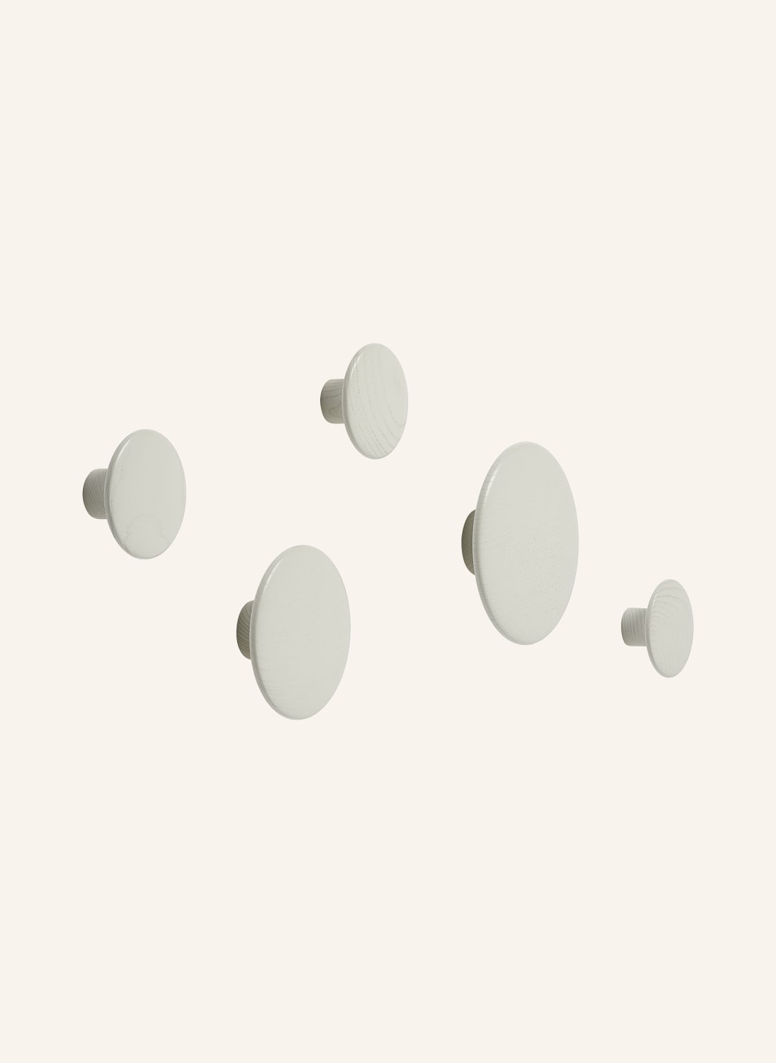 Muuto 5-Tlg. Wandhaken-Set Dots Wood weiss von MUUTO