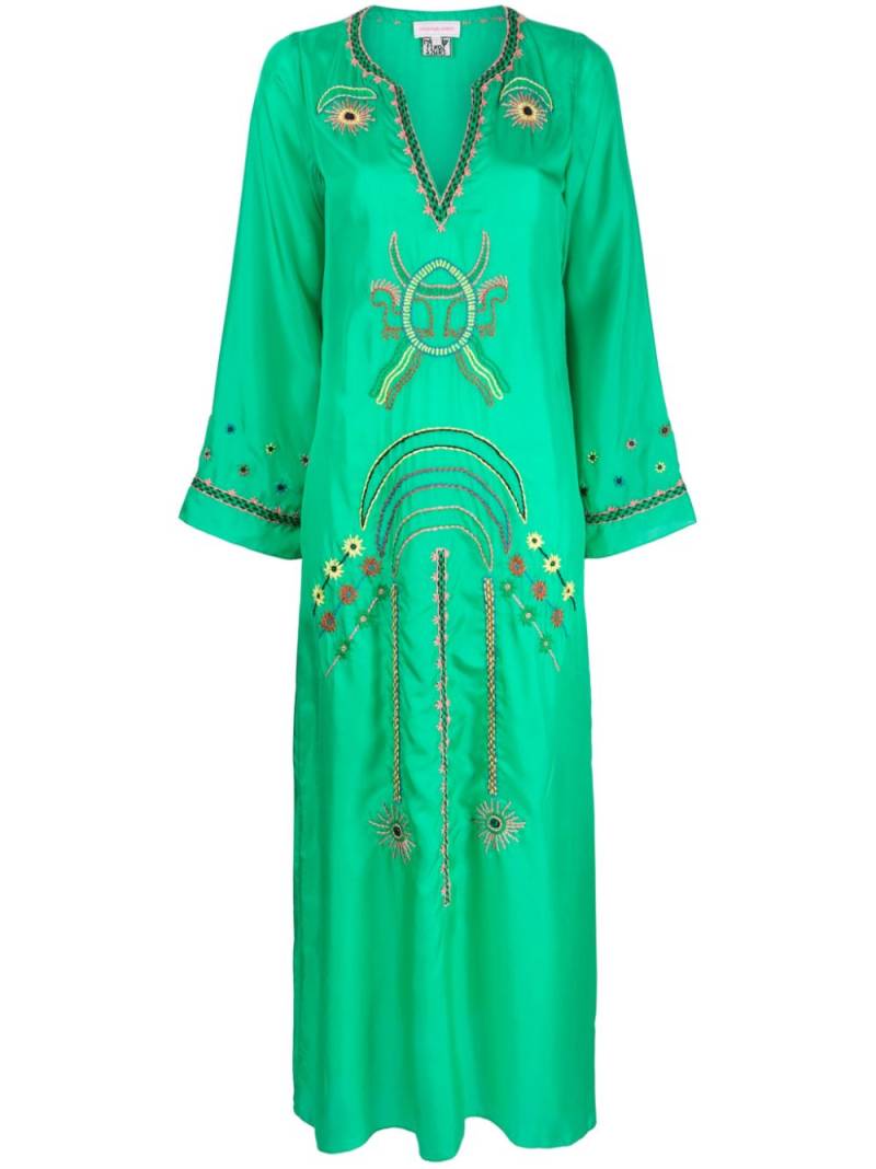 MUZUNGU SISTERS embroidered-detailing long shift dress - Green von MUZUNGU SISTERS