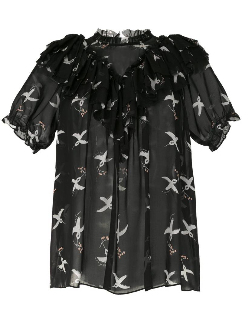 Macgraw Migration Bird Print blouse - Black von Macgraw