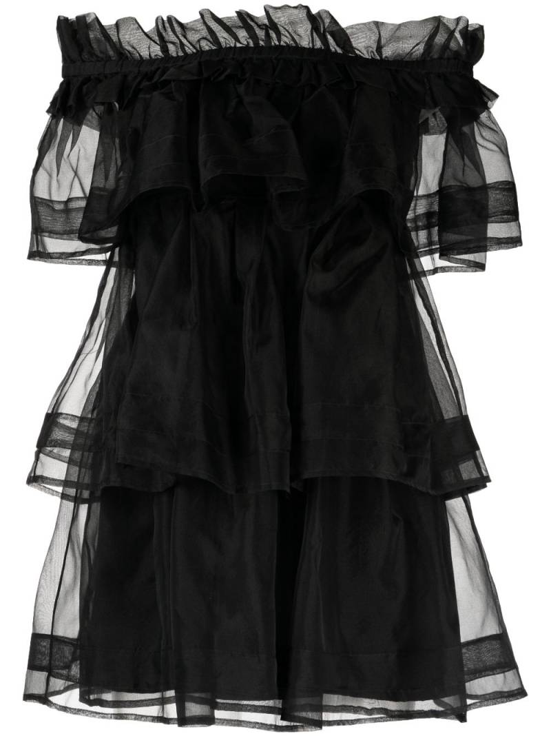 Macgraw Petal layered silk mini dress - Black von Macgraw