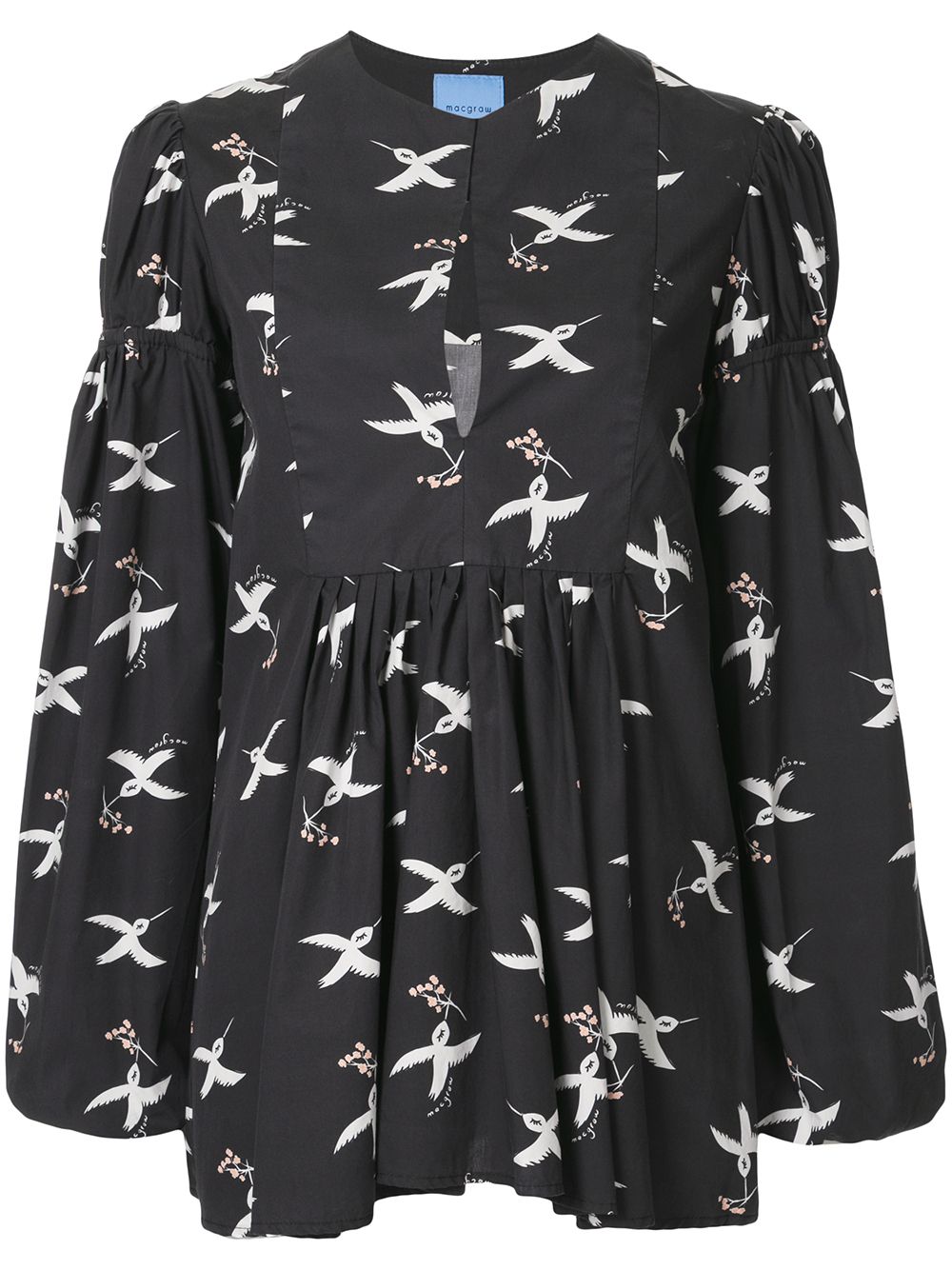 Macgraw bird print puff sleeve blouse - Black von Macgraw