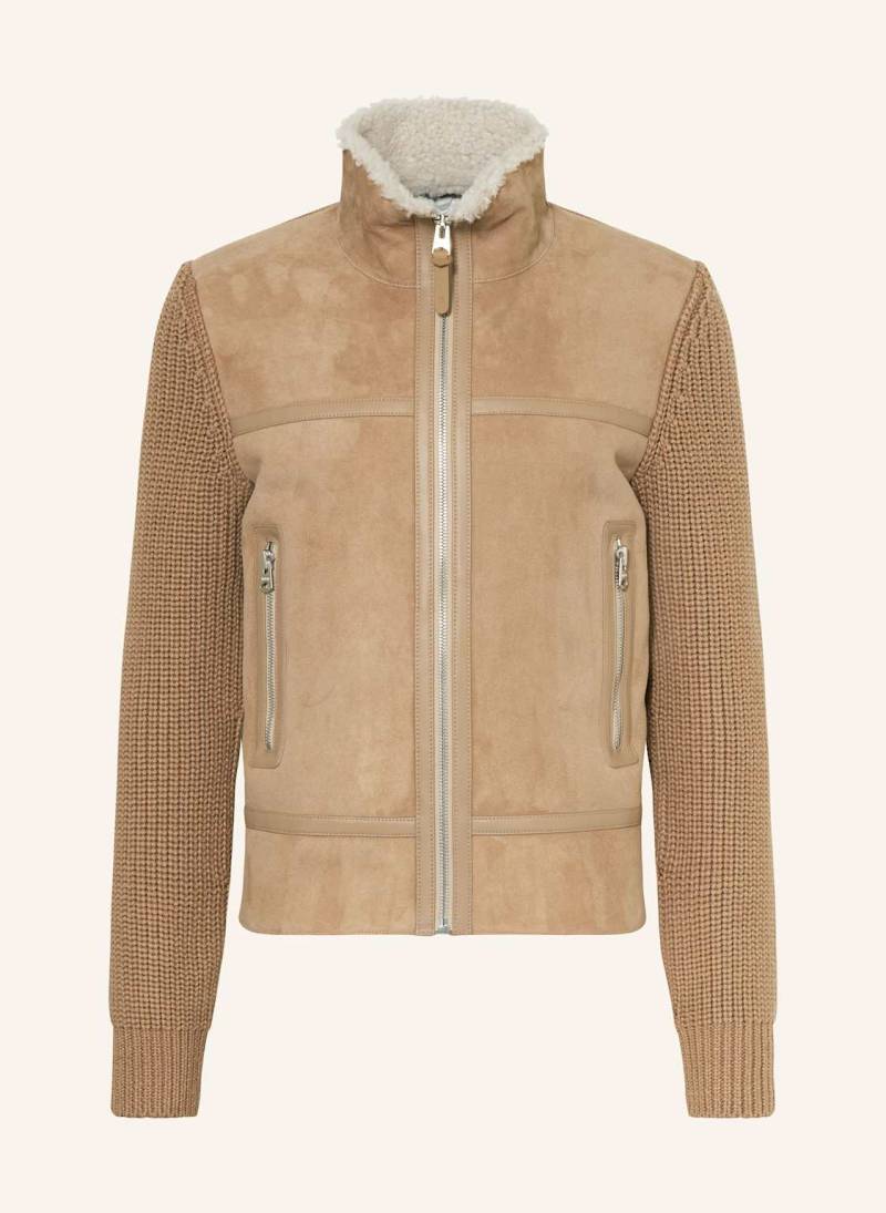 Mackage Lederjacke Jonathan Im Materialmix beige von Mackage