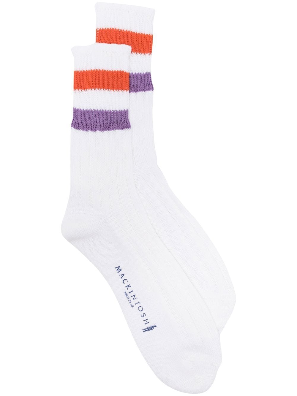 Mackintosh stripe-trim cotton socks - White von Mackintosh