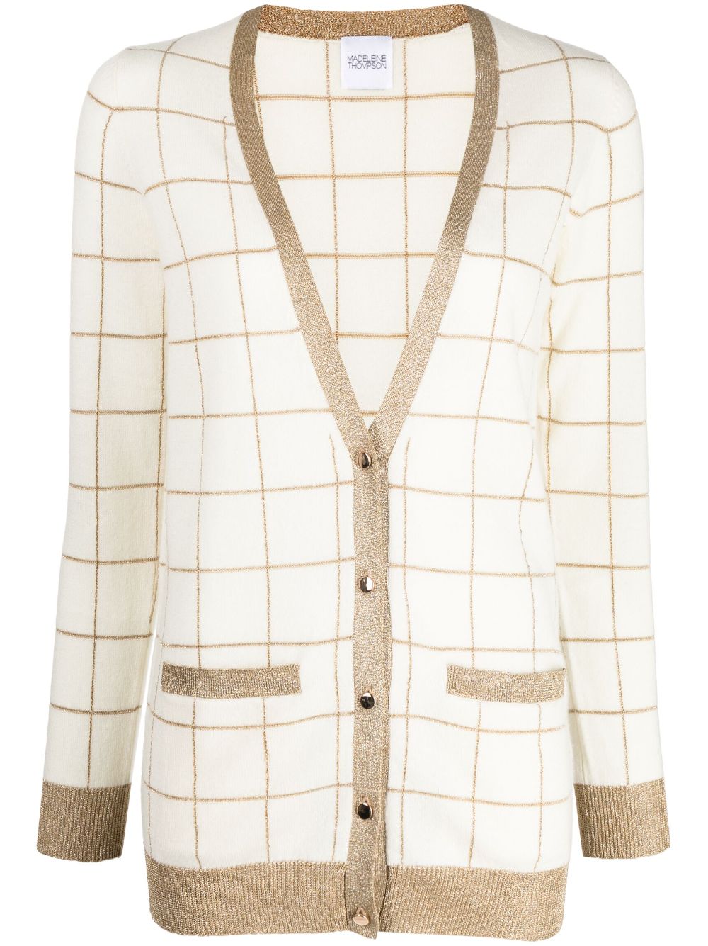 Madeleine Thompson check-pattern V-neck cardigan - White von Madeleine Thompson