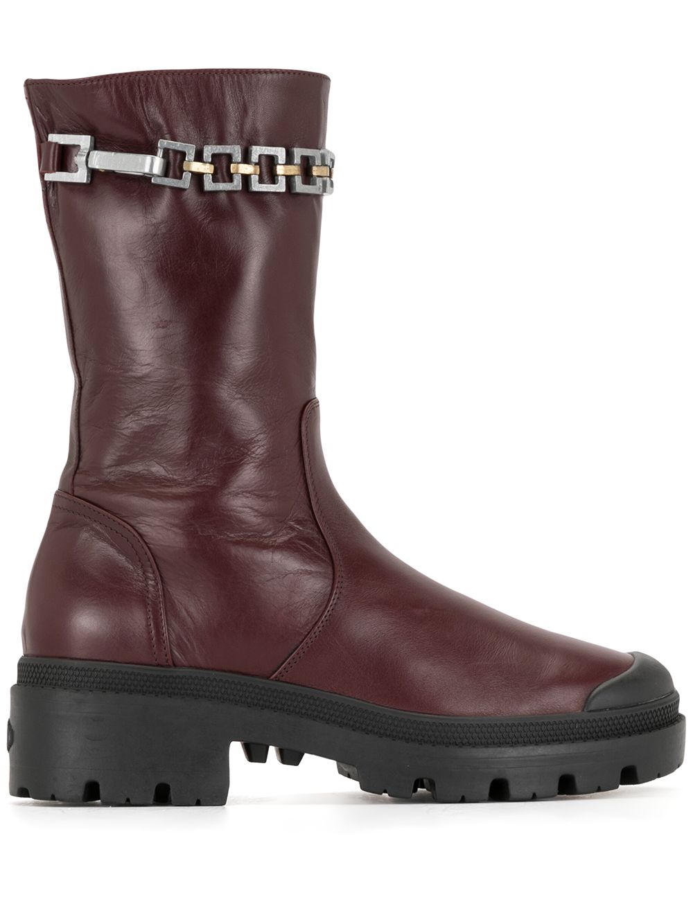 Madison.Maison chain-embellished mid-calf boots - Red von Madison.Maison