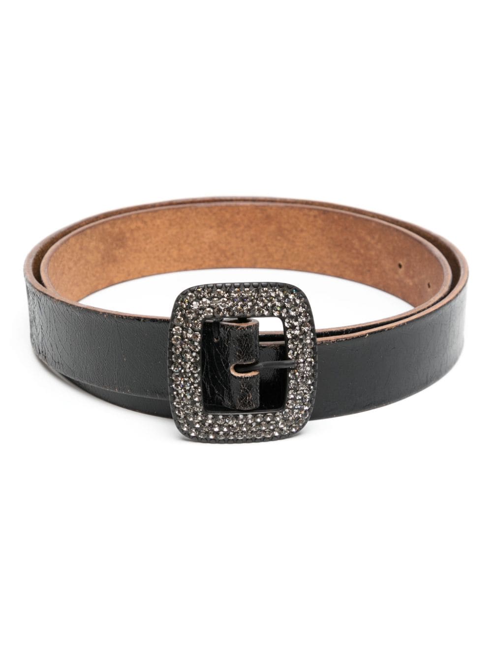 Madison.Maison crystal-embellished leather belt - Black von Madison.Maison