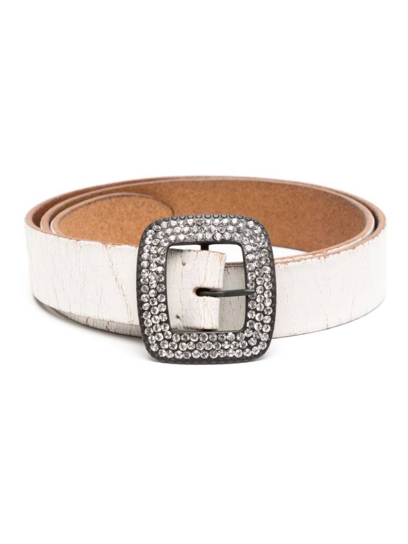 Madison.Maison crystal-embellished leather belt - White von Madison.Maison