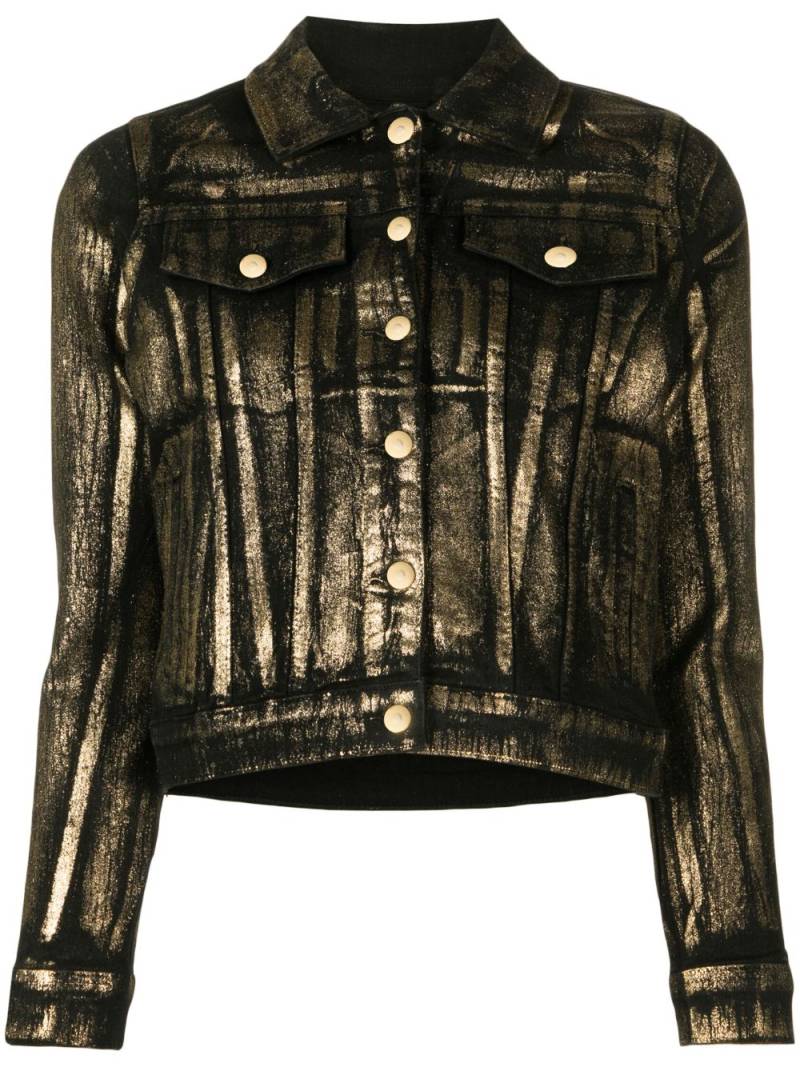 Madison.Maison panelled foiled-finish denim jacket - Black von Madison.Maison