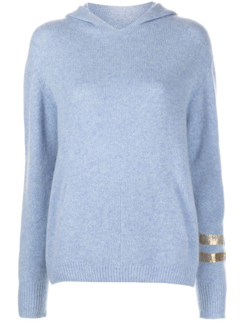 Madison.Maison stripe-trim cashmere hoodie - Blue von Madison.Maison