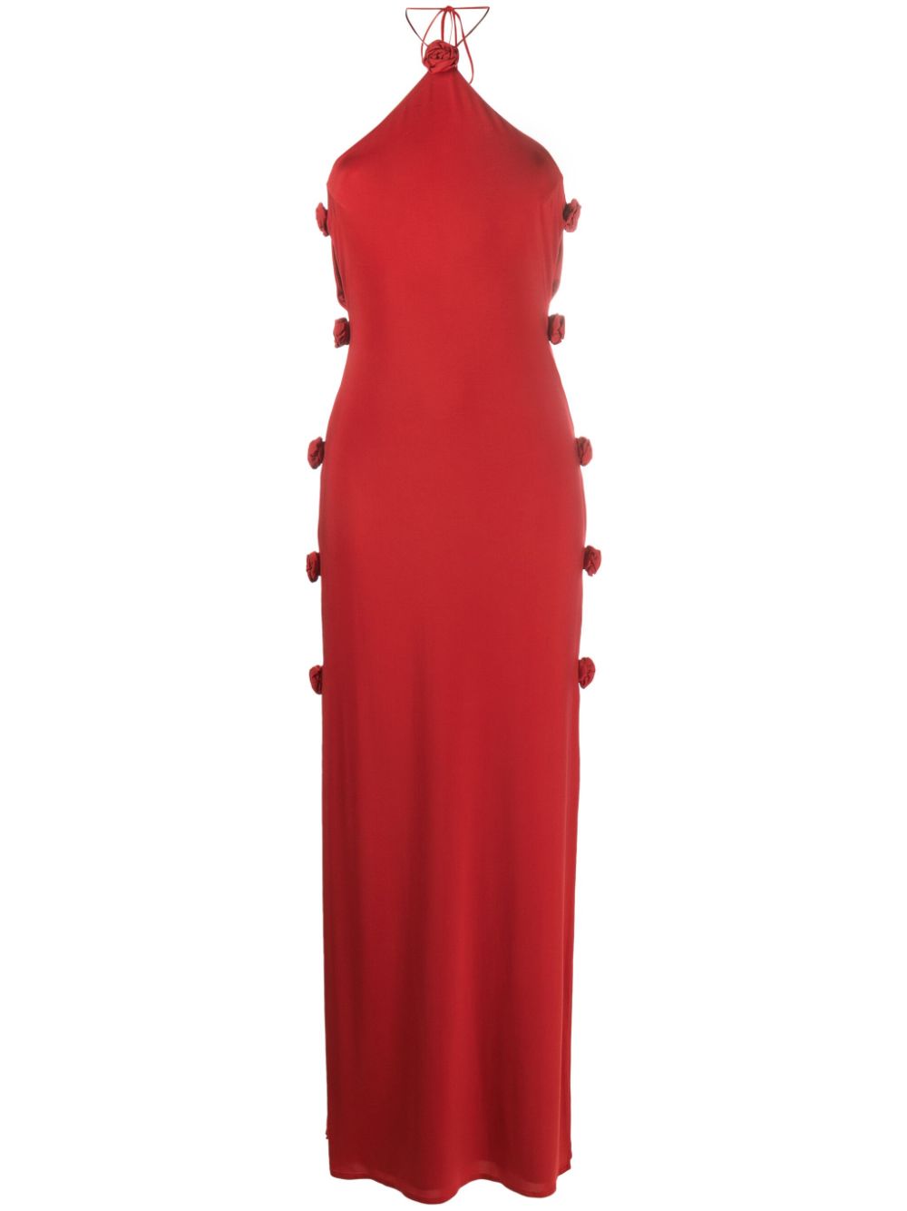 Magda Butrym Rosette floral-detailed halterneck maxi dress - Red von Magda Butrym