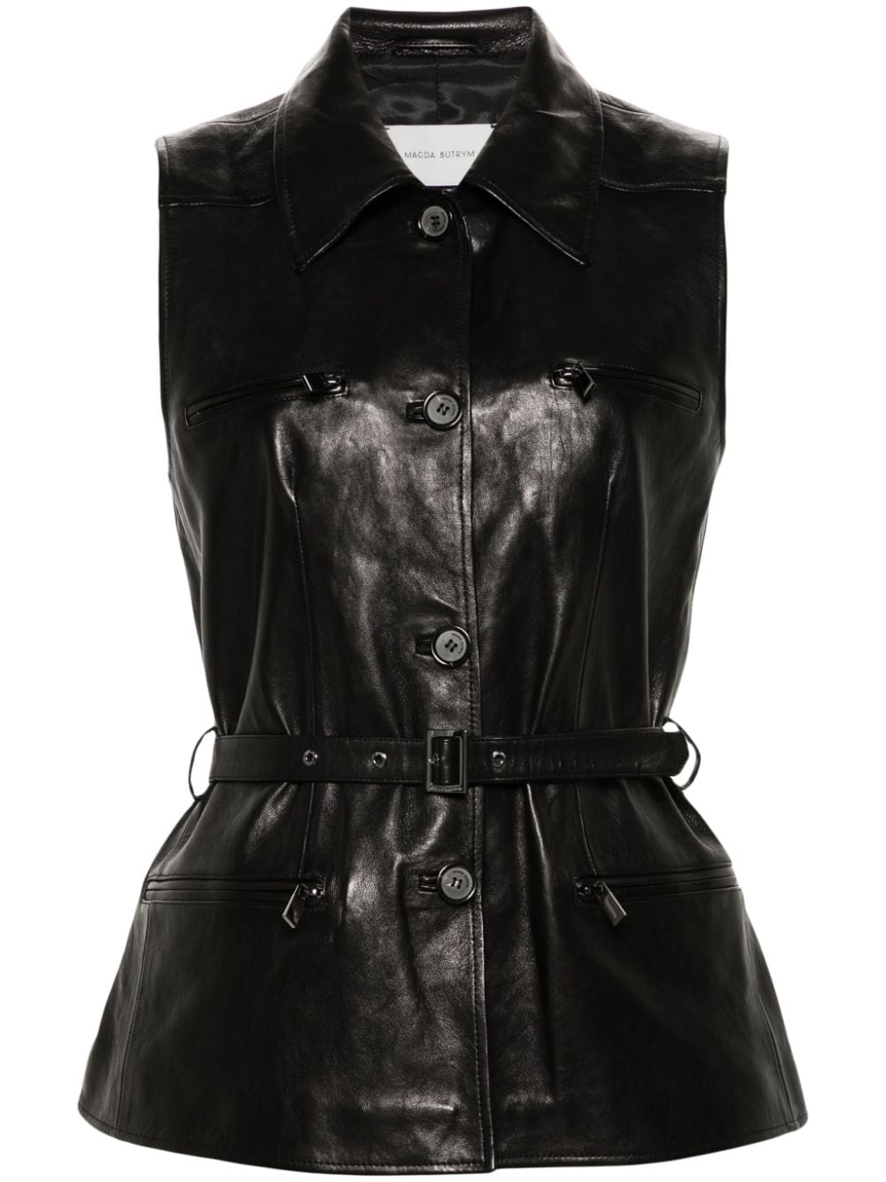 Magda Butrym belted leather gilet - Black von Magda Butrym