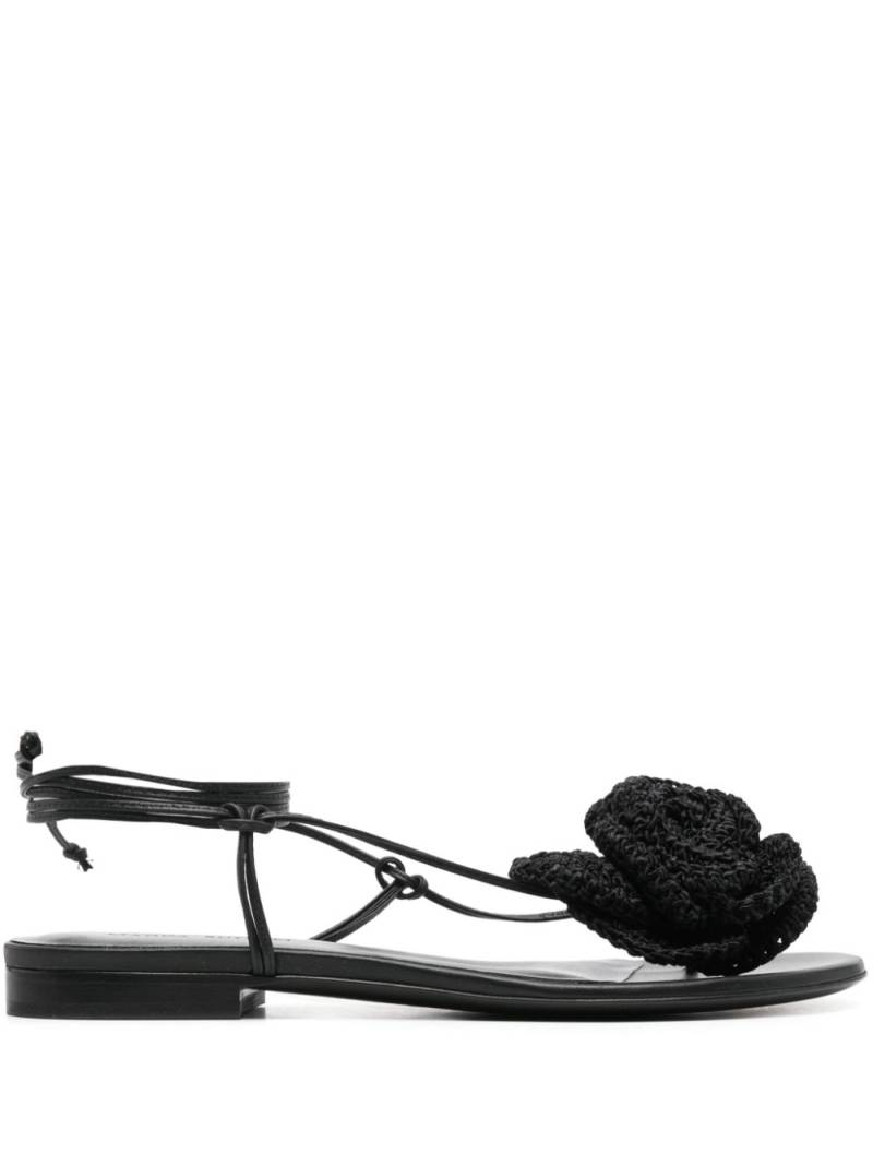 Magda Butrym crochet-floral-appliqué sandals - Black von Magda Butrym