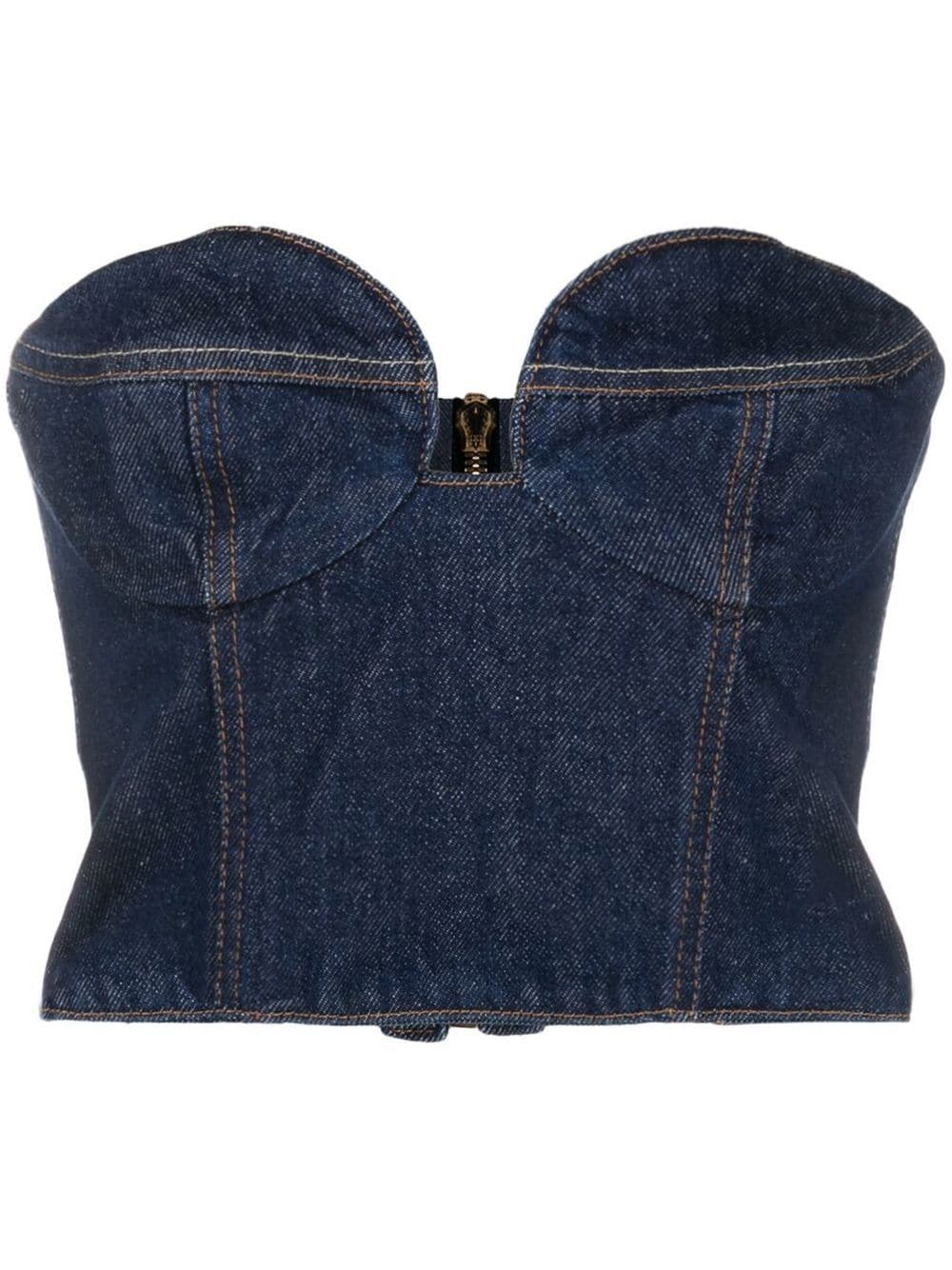 Magda Butrym denim crop top - Blue von Magda Butrym