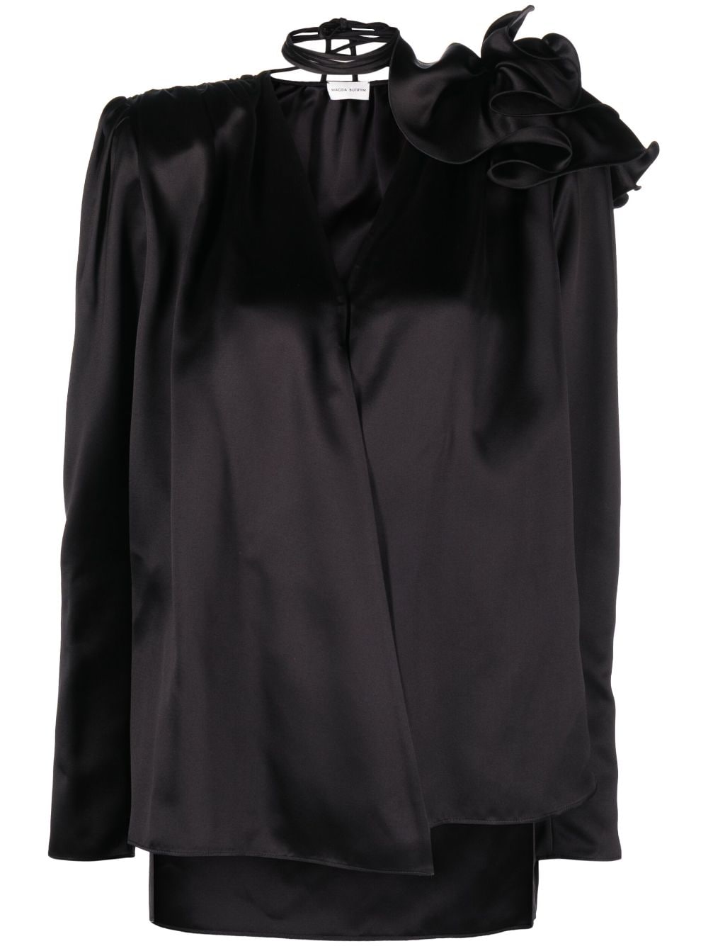 Magda Butrym detachable floral-appliqué silk blouse - Black von Magda Butrym