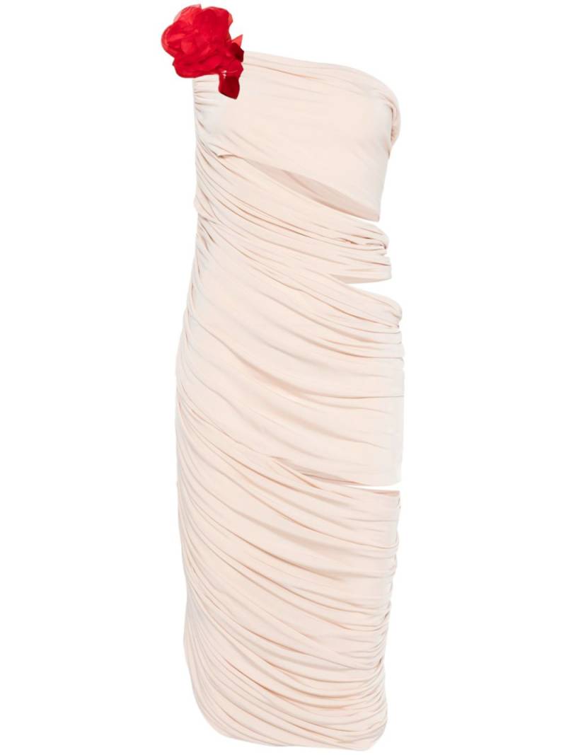 Magda Butrym draped floral-appliqué midi dress - Neutrals von Magda Butrym