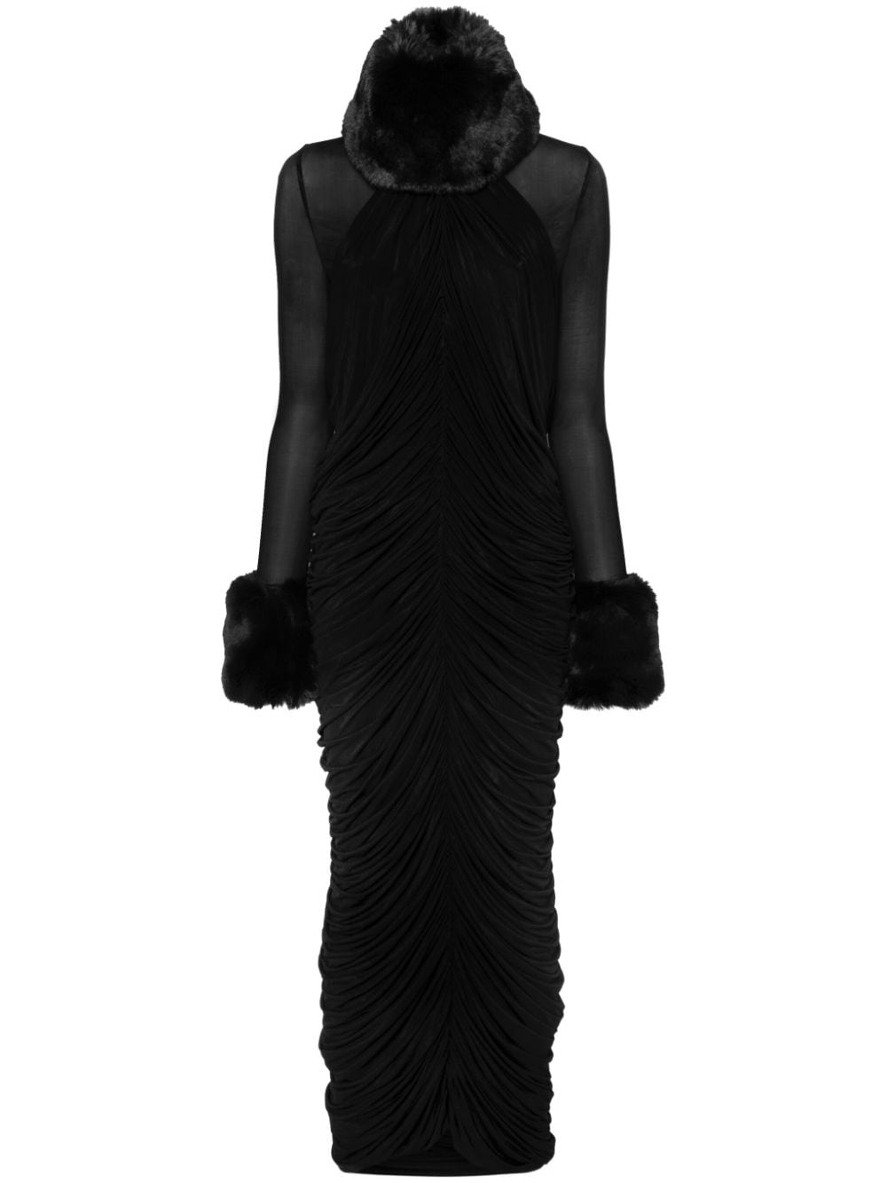 Magda Butrym faux-fur trim maxi dress - Black von Magda Butrym