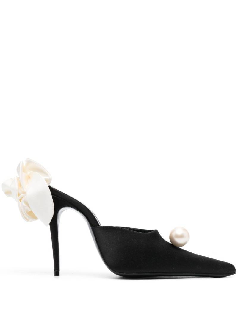 Magda Butrym faux-pearl embellished 110mm leather mules - Black von Magda Butrym