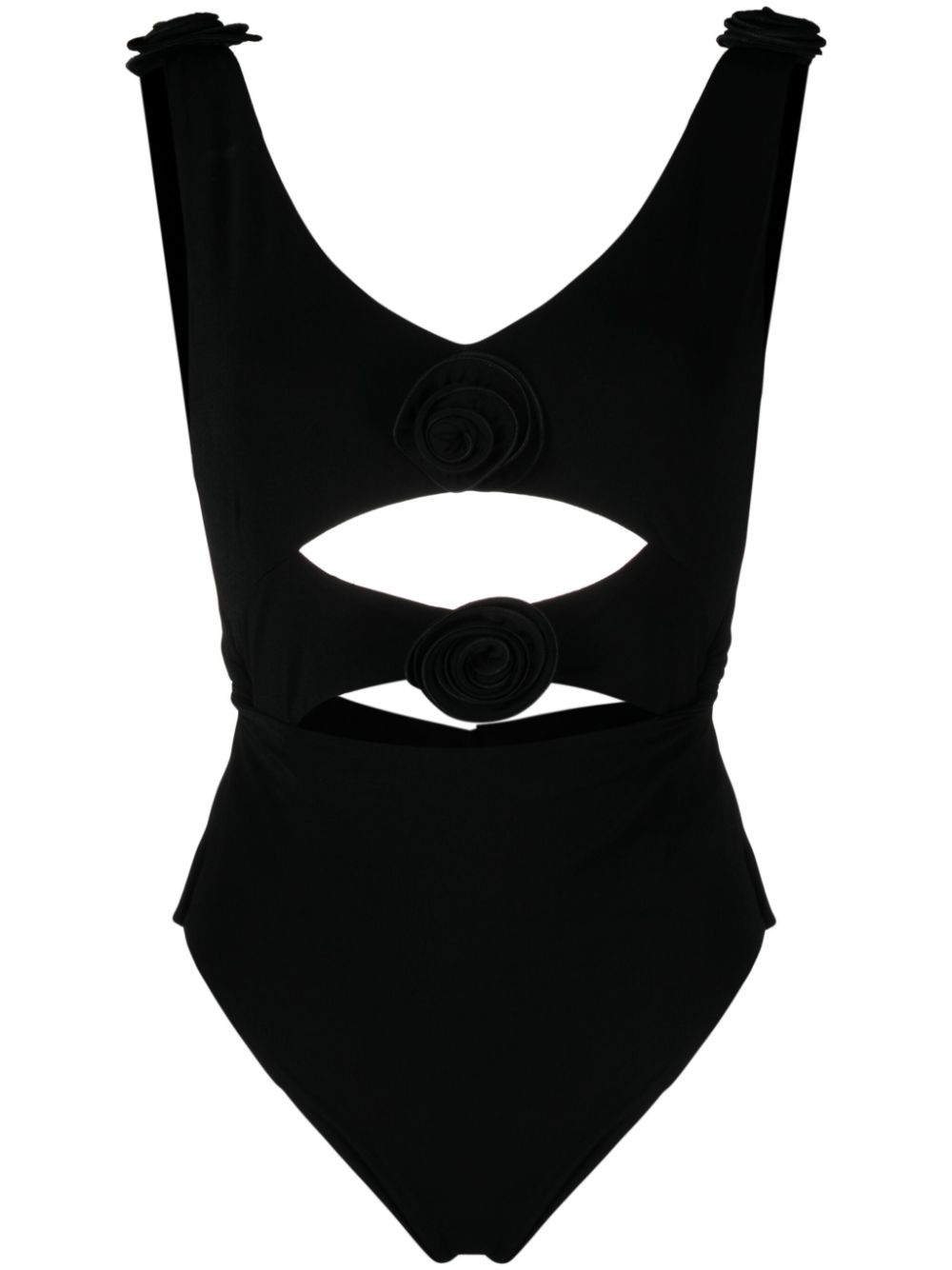 Magda Butrym floral-appliqué cut-out bodysuit - Black von Magda Butrym