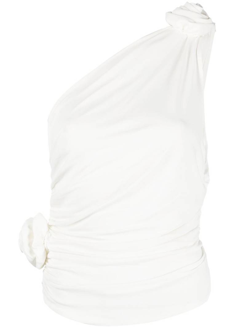 Magda Butrym floral-appliqué ruched one-shoulder top - White von Magda Butrym