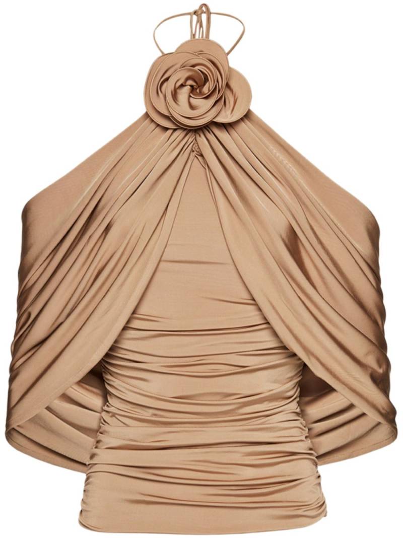 Magda Butrym floral-appliquéd ruched top - Neutrals von Magda Butrym