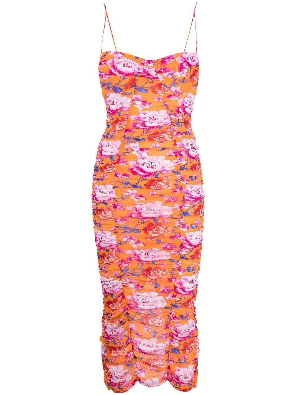 Magda Butrym floral-print ruched dress - Orange von Magda Butrym