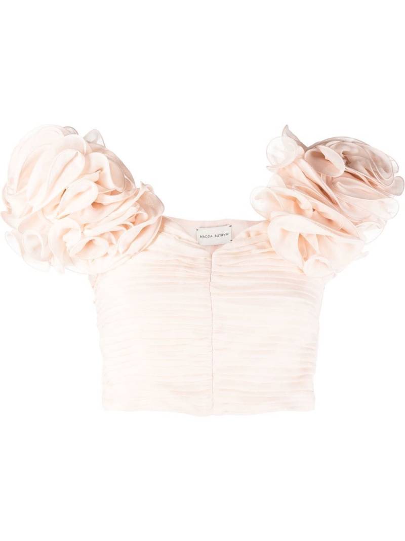 Magda Butrym floral puff-sleeve cropped top - Pink von Magda Butrym