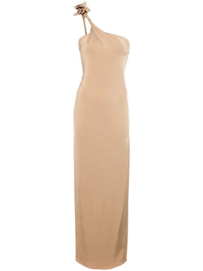 Magda Butrym one-shoulder floral-appliqué dress - Neutrals von Magda Butrym